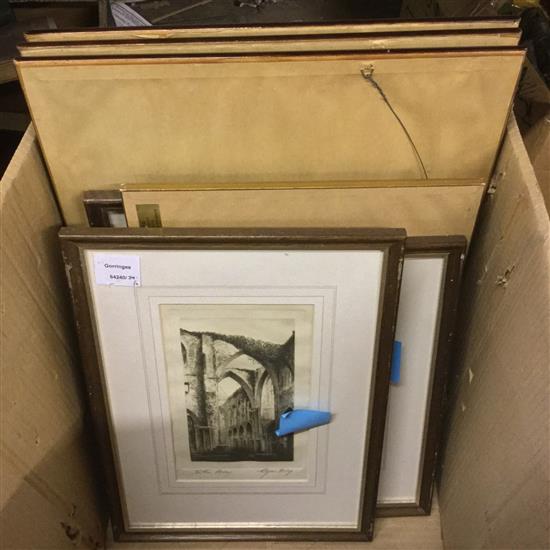 Assorted prints, etchings
